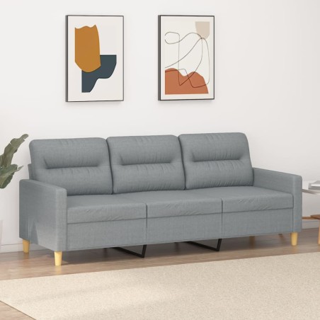 vidaXL Sofá de 3 plazas de tela gris claro 180 cm