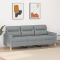 vidaXL Sofá de 3 plazas de tela gris claro 180 cm vidaXL Sofá de 3 plazas de tela gris claro 180 cm
