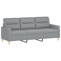 vidaXL Sofá de 3 plazas de tela gris claro 180 cm