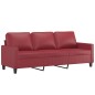 vidaXL Sofá de 3 plazas de cuero sintético rojo vino 180 cm vidaXL Sofá de 3 plazas de cuero sintético rojo vino 180 cm