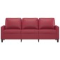vidaXL Sofá de 3 plazas de cuero sintético rojo vino 180 cm vidaXL Sofá de 3 plazas de cuero sintético rojo vino 180 cm