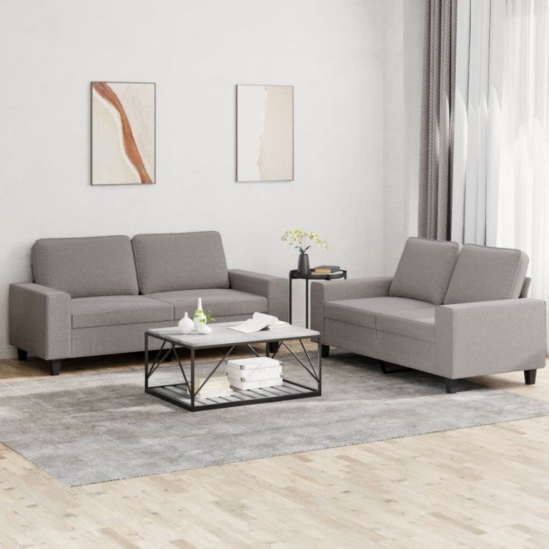 vidaXL Juego de sofás 2 piezas tela gris taupe vidaXL Juego de sofás 2 piezas tela gris taupe