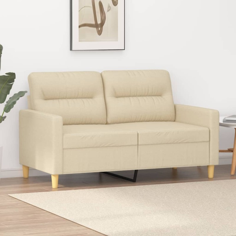 vidaXL Sofá de 2 plazas de tela color crema 120 cm vidaXL Sofá de 2 plazas de tela color crema 120 cm