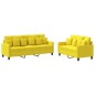 vidaXL Juego de sofás con cojines 2 piezas tela amarillo claro vidaXL Juego de sofás con cojines 2 piezas tela amarillo claro