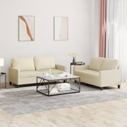 vidaXL Juego de sofás con cojines 2 piezas cuero sintético crema