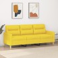 vidaXL Sofá de 3 plazas de tela amarillo claro 180 cm vidaXL Sofá de 3 plazas de tela amarillo claro 180 cm