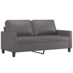 vidaXL Sofá de 2 plazas de cuero sintético gris 140 cm