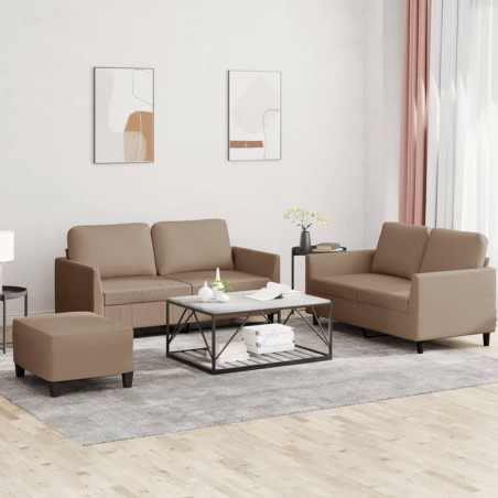vidaXL Juego de sofás con cojines 3 piezas cuero sintético capuchino