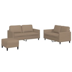 vidaXL Juego de sofás con cojines 3 piezas cuero sintético capuchino