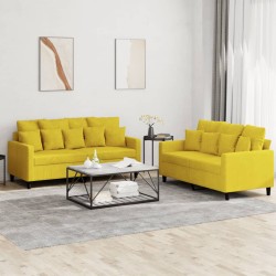 vidaXL Juego de sofás con cojines 2 piezas terciopelo amarillo