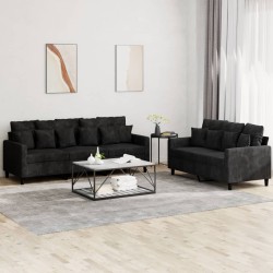 vidaXL Juego de sofás con cojines 2 piezas terciopelo negro