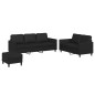 vidaXL Juego de sofás con cojines 3 piezas cuero sintético negro vidaXL Juego de sofás con cojines 3 piezas cuero sintético negro