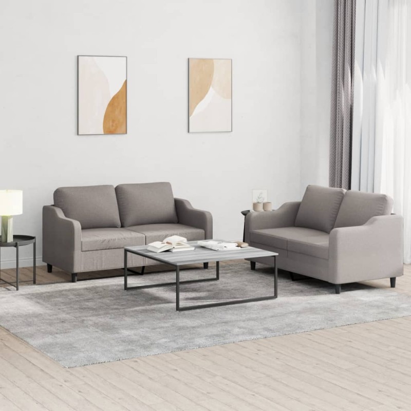 vidaXL Juego de sofás con cojines 2 piezas tela gris taupe vidaXL Juego de sofás con cojines 2 piezas tela gris taupe