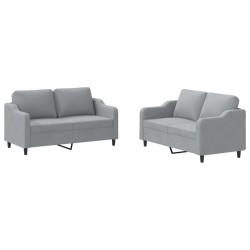 vidaXL Juego de sofás con cojines 2 piezas tela gris claro