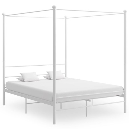 vidaXL Estructura de cama con dosel metal blanco 160x200 cm 