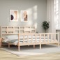 vidaXL Estructura de cama de matrimonio con cabecero madera maciza vidaXL Estructura de cama de matrimonio con cabecero madera maciza