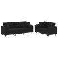 vidaXL Juego de sofás con cojines 2 piezas tela microfibra negro vidaXL Juego de sofás con cojines 2 piezas tela microfibra negro