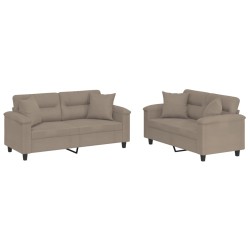 vidaXL Juego de sofás con cojines 2 piezas tela microfibra gris taupe