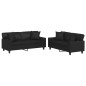 vidaXL Juego de sofás con cojines 2 piezas cuero sintético negro vidaXL Juego de sofás con cojines 2 piezas cuero sintético negro