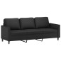 vidaXL Sofá de 3 plazas de cuero sintético negro 180 cm vidaXL Sofá de 3 plazas de cuero sintético negro 180 cm
