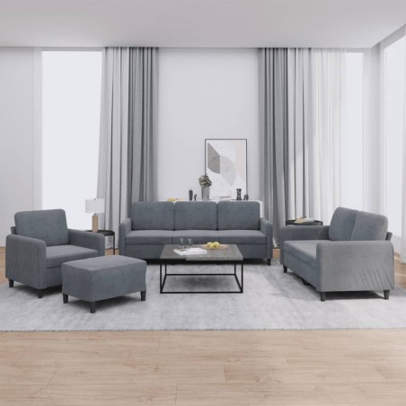 vidaXL Juego de sofás 4 piezas terciopelo gris oscuro