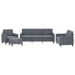 vidaXL Juego de sofás 4 piezas terciopelo gris oscuro