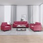vidaXL Juego de sofás con cojines 3 piezas terciopelo rojo tinto vidaXL Juego de sofás con cojines 3 piezas terciopelo rojo tinto