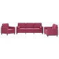 vidaXL Juego de sofás con cojines 3 piezas terciopelo rojo tinto vidaXL Juego de sofás con cojines 3 piezas terciopelo rojo tinto