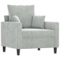 vidaXL Sillón de terciopelo gris claro 60 cm vidaXL Sillón de terciopelo gris claro 60 cm