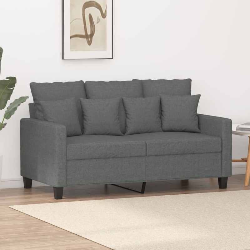 vidaXL Sofá de 2 plazas de tela gris oscuro 120 cm vidaXL Sofá de 2 plazas de tela gris oscuro 120 cm