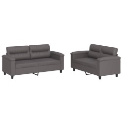 vidaXL Juego de sofás con cojines 2 piezas cuero sintético gris