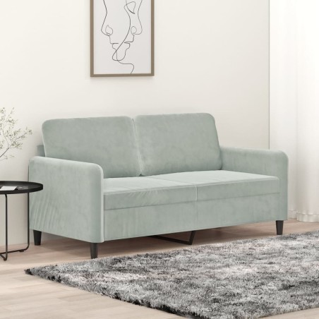 vidaXL Sofá de 2 plazas de terciopelo gris claro 140 cm