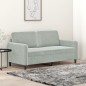 vidaXL Sofá de 2 plazas de terciopelo gris claro 140 cm vidaXL Sofá de 2 plazas de terciopelo gris claro 140 cm