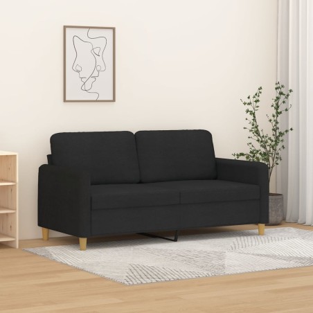 vidaXL Sofá de 2 plazas de tela negro 140 cm