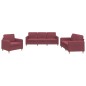 vidaXL Juego de sofás con cojines 3 piezas tela rojo tinto vidaXL Juego de sofás con cojines 3 piezas tela rojo tinto