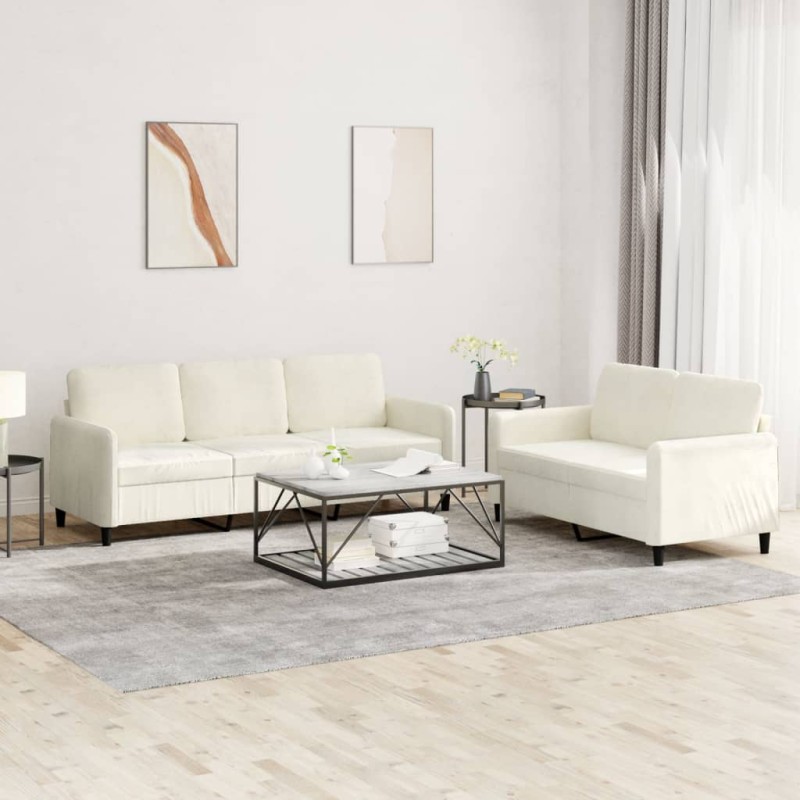 vidaXL Juego de sofás 2 piezas terciopelo crema vidaXL Juego de sofás 2 piezas terciopelo crema