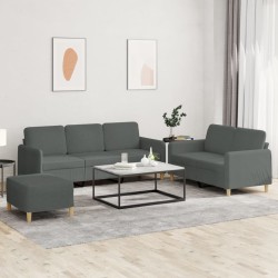 vidaXL Juego de sofás con cojines 3 piezas tela gris oscuro