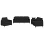 vidaXL Juego de sofás con cojines 3 piezas tela negro vidaXL Juego de sofás con cojines 3 piezas tela negro