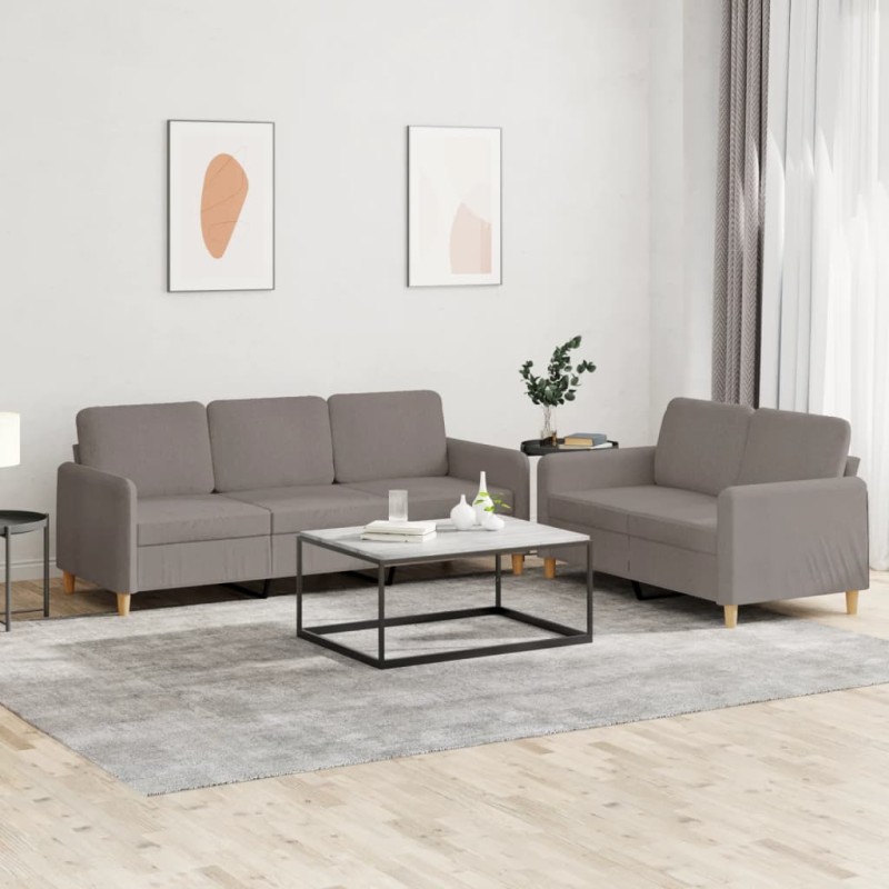 vidaXL Juego de sofás con cojines 2 piezas tela gris taupe vidaXL Juego de sofás con cojines 2 piezas tela gris taupe