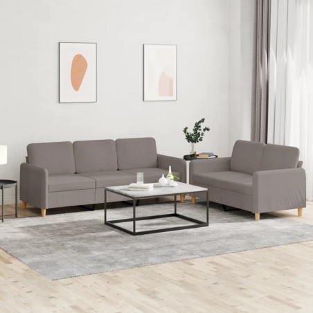 vidaXL Juego de sofás con cojines 2 piezas tela gris taupe