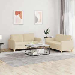 vidaXL Juego de sofás con cojines 2 piezas tela crema