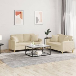 vidaXL Juego de sofás con cojines 2 piezas tela crema