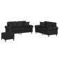 vidaXL Juego de sofás con cojines 3 piezas cuero sintético negro vidaXL Juego de sofás con cojines 3 piezas cuero sintético negro