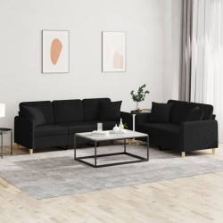 vidaXL Juego de sofás con cojines 2 piezas tela negro