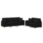 vidaXL Juego de sofás con cojines 2 piezas tela negro vidaXL Juego de sofás con cojines 2 piezas tela negro