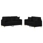 vidaXL Juego de sofás con cojines 2 piezas tela negro vidaXL Juego de sofás con cojines 2 piezas tela negro