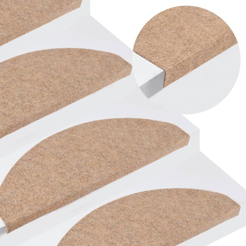 vidaXL Alfombrilla autoadhesiva de escalera 15 uds beige 65x22,5x3,5cm vidaXL Alfombrilla autoadhesiva de escalera 15 uds beige 65x22,5x3,5cm