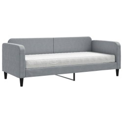 vidaXL Sofá cama con colchón tela gris claro 80x200 cm