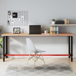 vidaXL Banco de trabajo madera maciza de haya y metal 220x55x81,5 cm