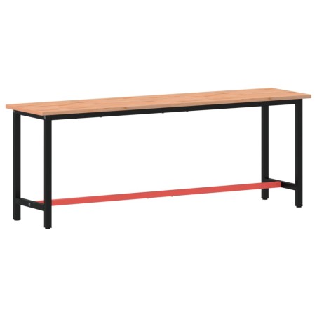 vidaXL Banco de trabajo madera maciza de haya y metal 220x55x81,5 cm